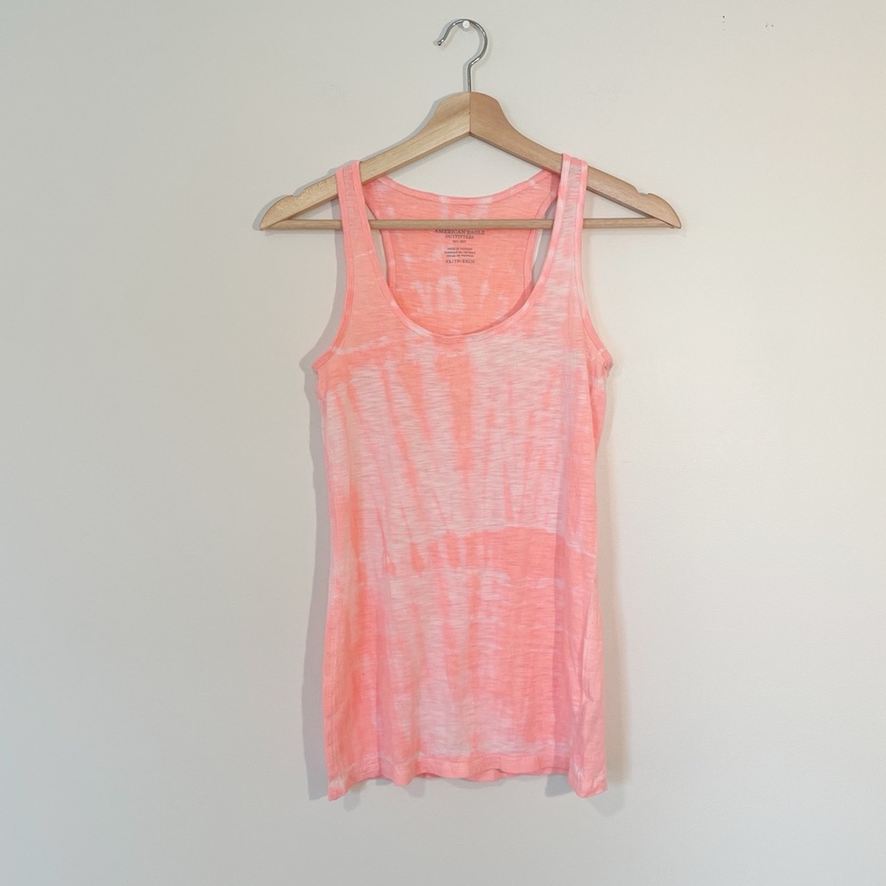 American Eagle Peach Coral Tie Dye Racerback Tank